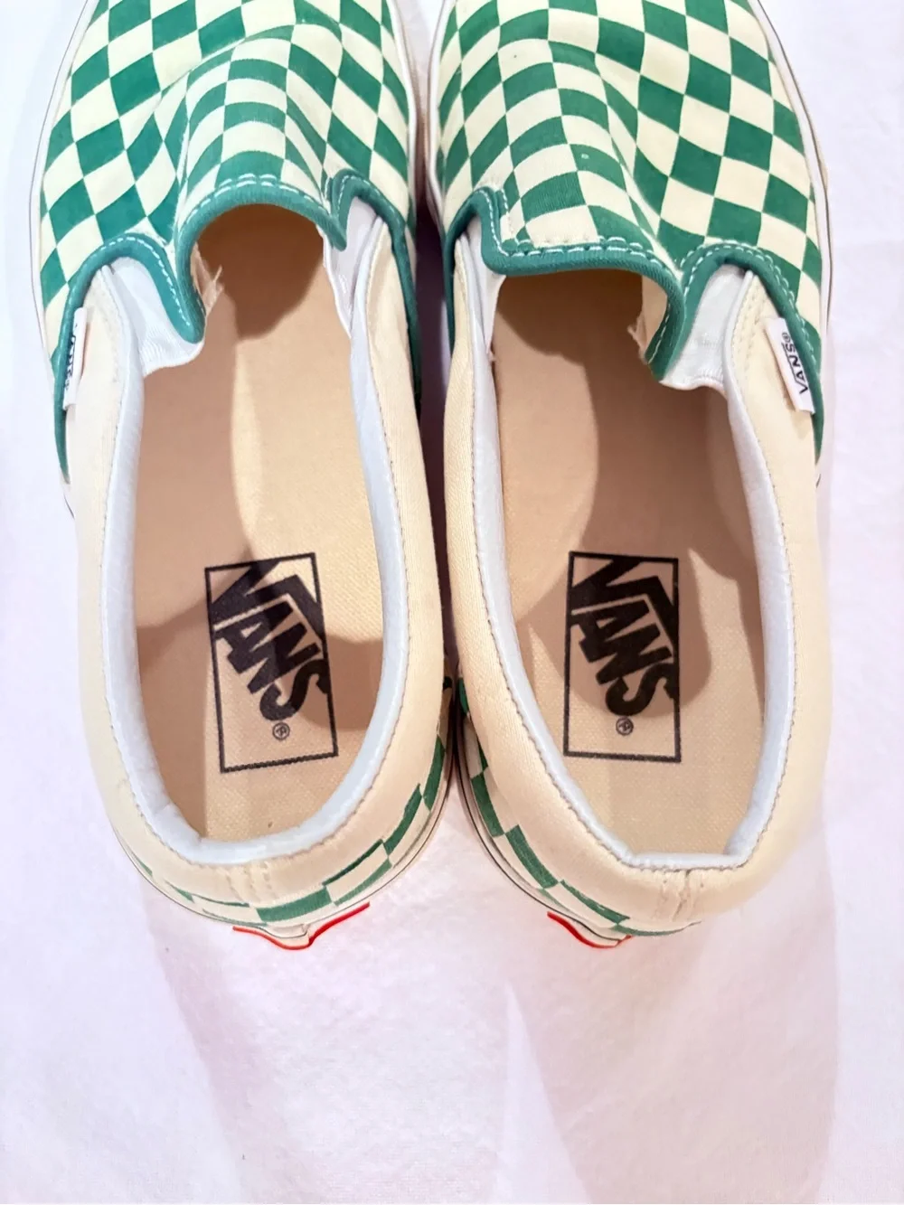 Vans Checkerboard Slip-On Sneakers - Green & White